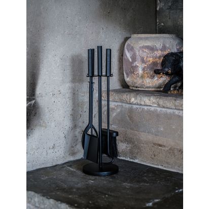 Ivyline 3 Piece Iron Fireplace Set, Black | H50 x Dia.15cm