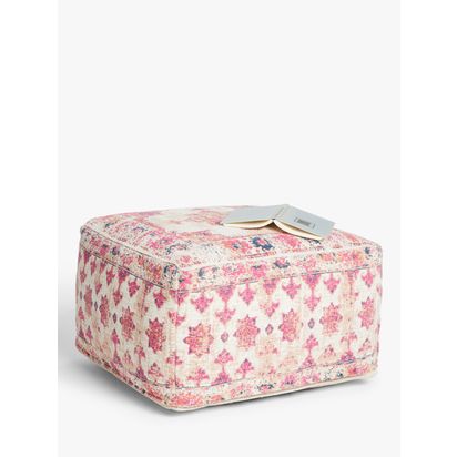 John Lewis Distressed Medallion Pouffe, Multi Multi | H38 x W62 x D62cm