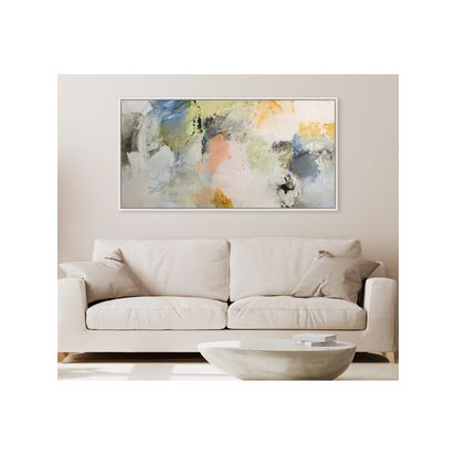 John Lewis Natasha Barnes 'Formation' Abstract Framed Canvas Print, 64 x 124cm, White/Multi White/Multi | H64 x W124 x D3cm