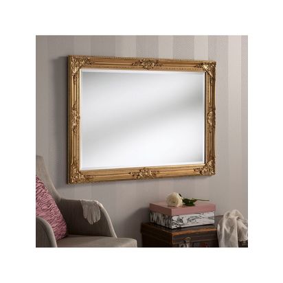 Yearn Baroque Rectangular Wood Framed Wall Mirror Gold | 74 x 104cm