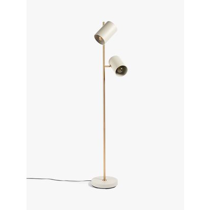 John Lewis ANYDAY Metal Double Arm Floor Lamp Putty/Brass | H152 x Dia.25cm