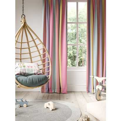 Harlequin Funfair Stripe Furnishing Fabric Grape/Cherry | Width:137cm:Length30m