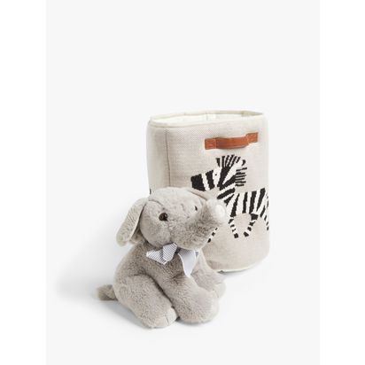John Lewis Zebra Knitted Storage Basket, Natural Natural | H42 x Dia.34cm
