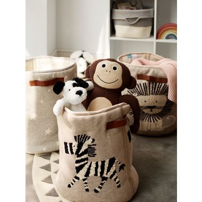 John Lewis Zebra Knitted Storage Basket, Natural Natural | H42 x Dia.34cm