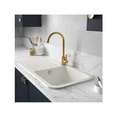 Abode Atlas Single Lever Kitchen Mixer Tap Brushed Brass | H395 x W100mm, Base: Dia.60mm