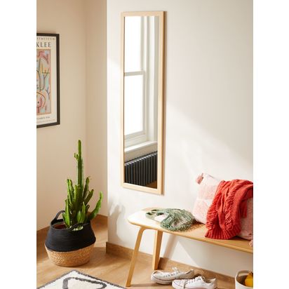 John Lewis Rectangular Wood-Effect Wall Mirror, 125 x 35cm, Natural Natural | 125 x 35 x 1.6cm