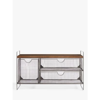 John Lewis Restoration Mesh Shoe Storage Bench Grey | H47 x W31 x D82cm