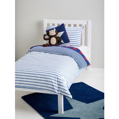 John Lewis Stars and Stripes Reversible Pure Cotton Duvet Cover and Pillowcase Set, Single, Multi Multi | Single