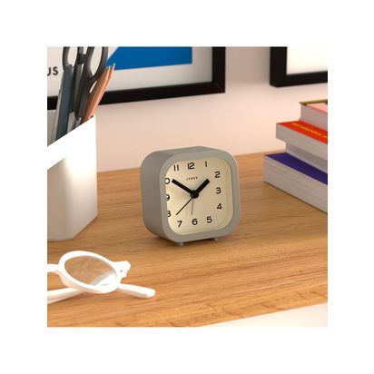 Jones Clocks Bob Analogue Alarm Clock Grey | H7.8 x W7.3 x D4.2cm