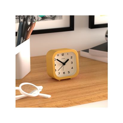Jones Clocks Bob Analogue Alarm Clock Yellow | H7.8 x W7.3 x D4.2cm