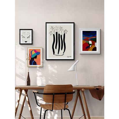 EAST END PRINTS Hali Igwelaezoh 'Abstract Vase' Framed Print Oak Frame | 33.4 x 28.4cm