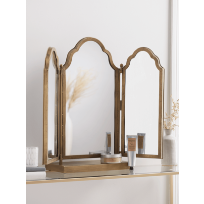 Folding Table Mirror Brass