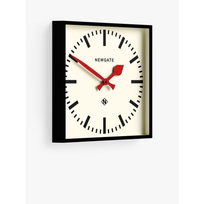 Newgate Clocks No. 5 Railway Quartz Square Wall Clock, 33.5cm, Black Black | D4.6 x Dia.33.5cm
