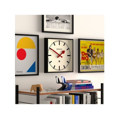 Newgate Clocks No. 5 Railway Quartz Square Wall Clock, 33.5cm, Black Black | D4.6 x Dia.33.5cm