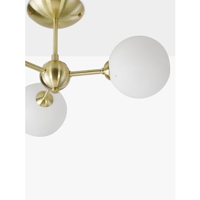 John Lewis Satellite 3 Arm Semi Flush Ceiling Light, Satin Brass Satin Brass | H21 x Dia.44cm