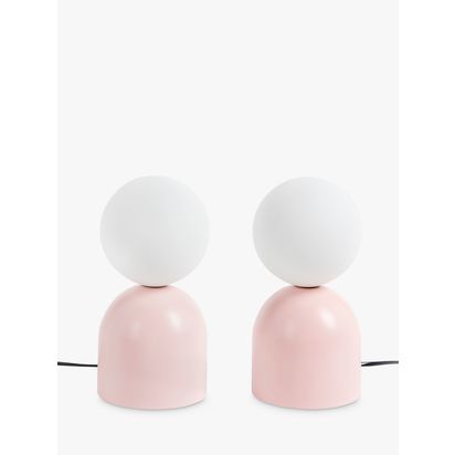John Lewis Lupo Touch Table Lamps, Set of 2 Pink | H24 x W12 x D12cm