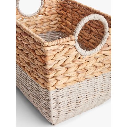 John Lewis Water Hyacinth and Paper Rope Storage Basket Grey / Natural | H29 x W30 x D40cm
