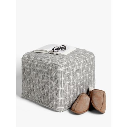 John Lewis Prism Pouffe, Grey Grey | H35 x W45 x D45cm
