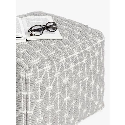 John Lewis Prism Pouffe, Grey Grey | H35 x W45 x D45cm