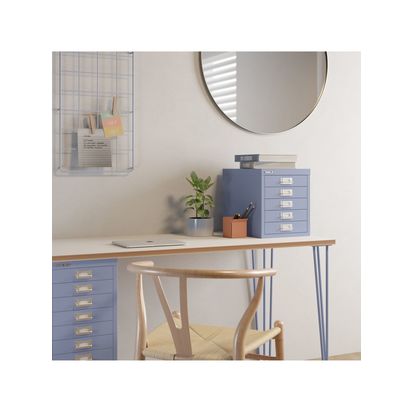 Bisley MultiDesk Plywood Home Office Desk with 6 Drawers, 105cm Blue/White | H73.5 x W105 x D60cm