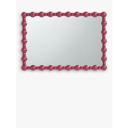 John Lewis + Matthew Williamson Bobbin Rectangular Wall Mirror, 62 x 43cm Pink | H62 x W43 x D4.5cm