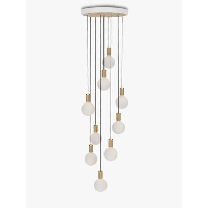Tala Oak Nine Pendant Cluster Ceiling Light with Sphere IV ES LED Dim to Warm Globe Bulbs, White White | H5 x Dia.50.8cm
