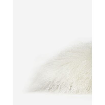John Lewis Mongolian Sheepskin Cushion White | H38 x W38cm