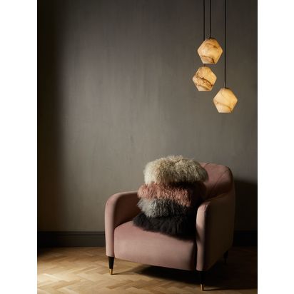 John Lewis Mongolian Sheepskin Cushion Rosa | H38 x W38cm