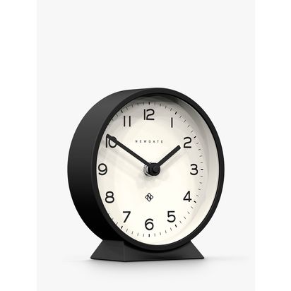 Newgate Clocks Silent Sweep Analogue Mantel Clock, 16cm Black | H17 x W16 x D6cm