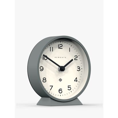 Newgate Clocks Silent Sweep Analogue Mantel Clock, 16cm Posh Grey | H17 x W16 x D6cm