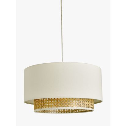 John Lewis Double Layered Rattan Easy-to-Fit Ceiling Shade, Cream/Natural Cream/Natural | H21.5 x Dia.40cm