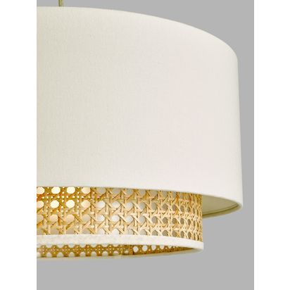 John Lewis Double Layered Rattan Easy-to-Fit Ceiling Shade, Cream/Natural Cream/Natural | H21.5 x Dia.40cm