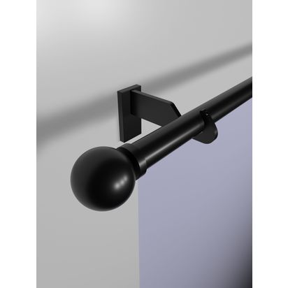 John Lewis Select Eyelet Curtain Pole with Ball Finial, Wall Fix, Dia.25mm Satin Soft Black | L370cm