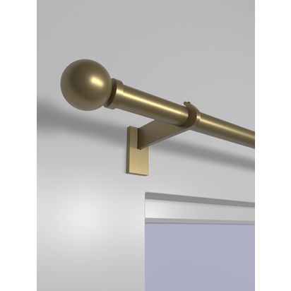John Lewis Select Eyelet Curtain Pole with Ball Finial, Wall Fix, Dia.25mm Satin Gold | H70 x W127 x D1600mm