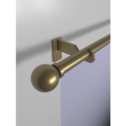 John Lewis Select Eyelet Curtain Pole with Ball Finial, Wall Fix, Dia.25mm Satin Gold | H70 x W127 x D1600mm