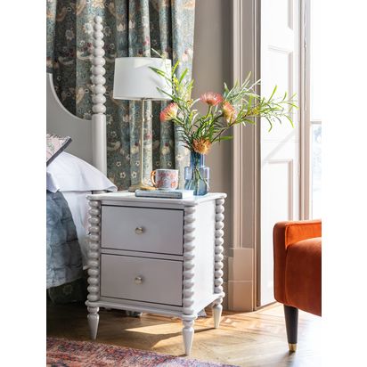 John Lewis Bobbin 2 Drawer Bedside Table Grey | H59 x W48.4 x W41.7cm