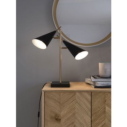 John Lewis Conic Table Lamp, Black/Brass Black/Brass | H59 x W40 x D20cm