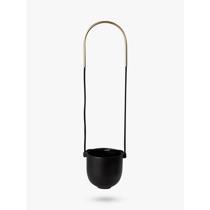 Umbra Bolo Hanging Planter Black/Brass | H109 x W16 x D18cm