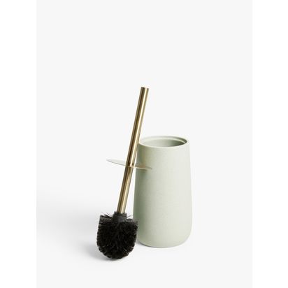 John Lewis Drift Toilet Brush Stone/Brass | H37 x Dia.12cm