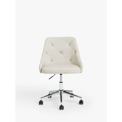 John Lewis Tilly Button Back Office Chair, Natural Natural Cream | H80.5 - 88 x W60.5 x D59.5cm