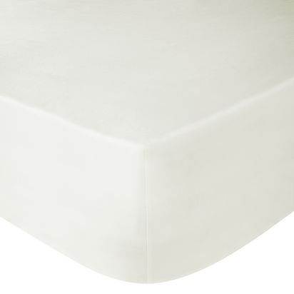 John Lewis Crisp & Fresh Egyptian Cotton Percale 200 Thread Count Deep Fitted Sheet Cream | W180.00cm * D200.00cm