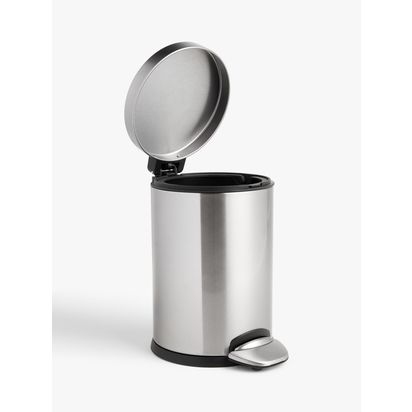 John Lewis Soft Close Bathroom Pedal Bin, 3L Polished Silver | 26 x 17.5 x 23.5cm