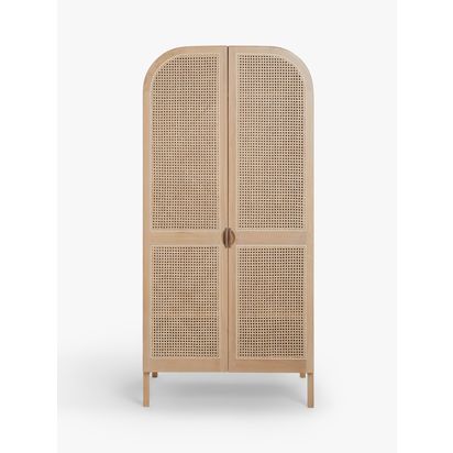 John Lewis Rattan Double Wardrobe, Oak Oak | H180.0cm * W85.0cm * D59.5cm