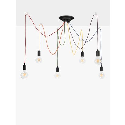 John Lewis 6 Pendant Swag Ceiling Light, Black/Multi Black/Multi | H152 x W20 x D20cm