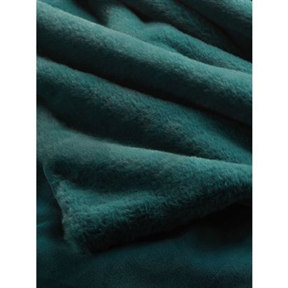 John Lewis Faux Fur Throw, Teal Teal | L200 x W150cm