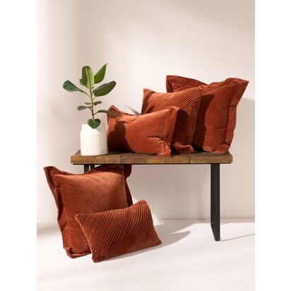 Truly Frill Edge Cotton Velvet Square Cushion