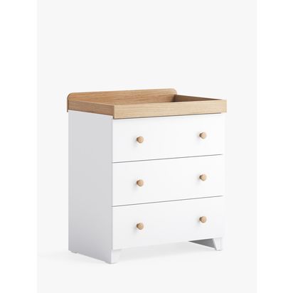Little Acorns Classic Two-Tone Changing Table Dresser White/Oak | H88 x W80 x D51cm