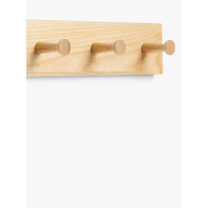 John Lewis Shaker 5 Hook Hanging Rack, FSC-Certified (Ash Wood) Brown | H8 x W57x D7.5 cm