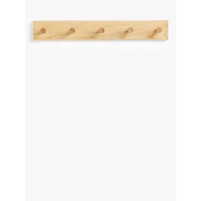 John Lewis Shaker 5 Hook Hanging Rack, FSC-Certified (Ash Wood) Brown | H8 x W57x D7.5 cm