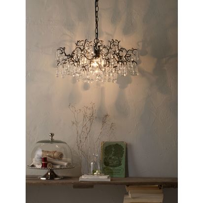 John Lewis Victoria Chandelier Ceiling Light Mottled Dark Brown And Clear | H26.5 x Dia.50cm